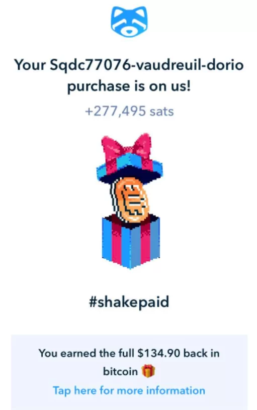 Shakepay crypto visa card cashback