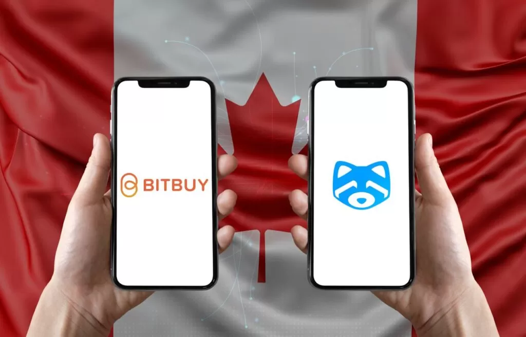 Bitbuy vs. Shakepay with Canadian flag background