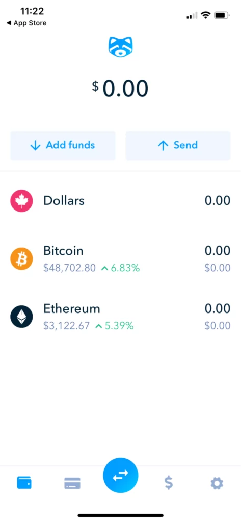 Adding fund on Shakepay