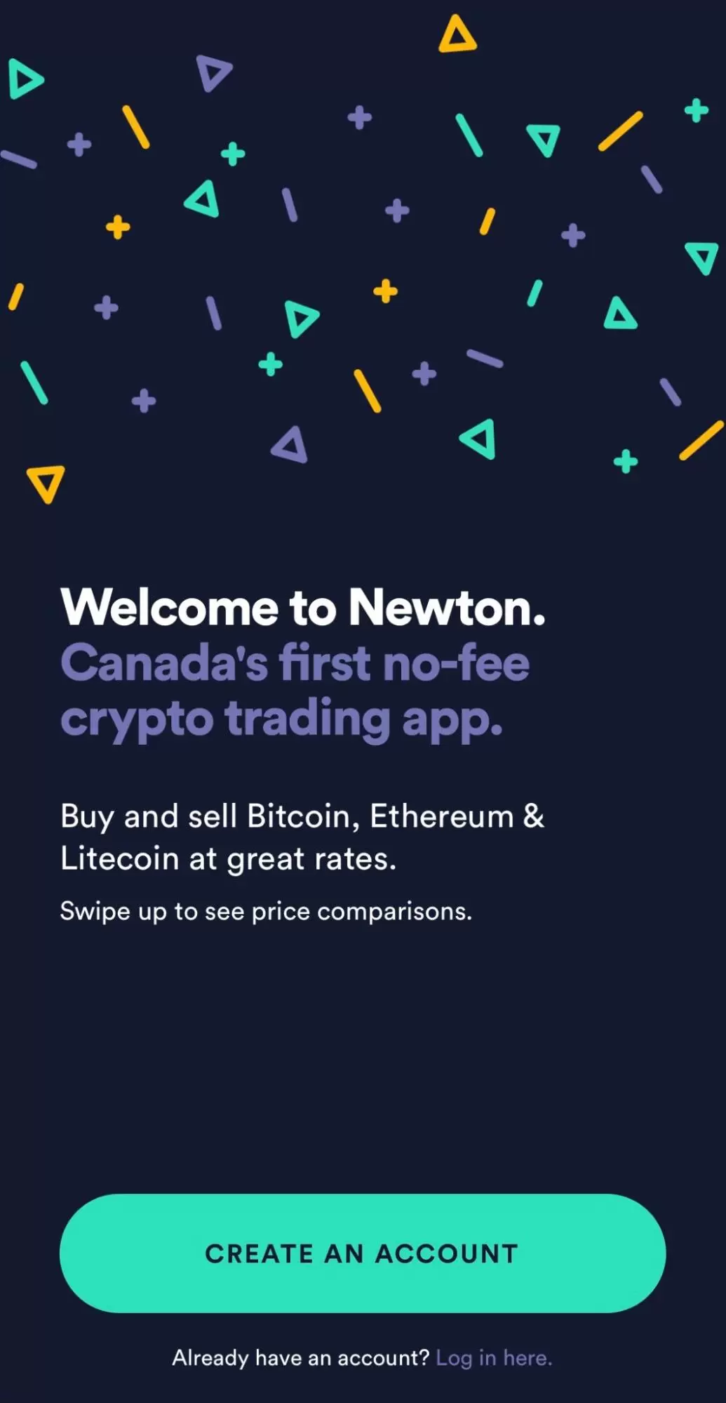 Newton mobile app #1 (welcome screenshot)