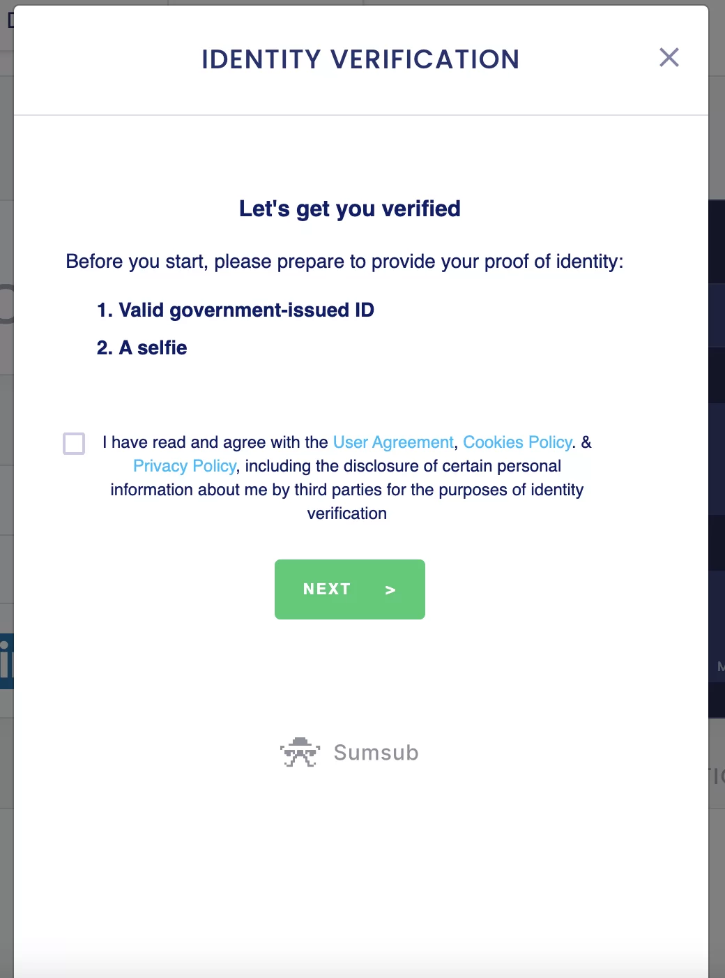 Identity verification process on NDAX