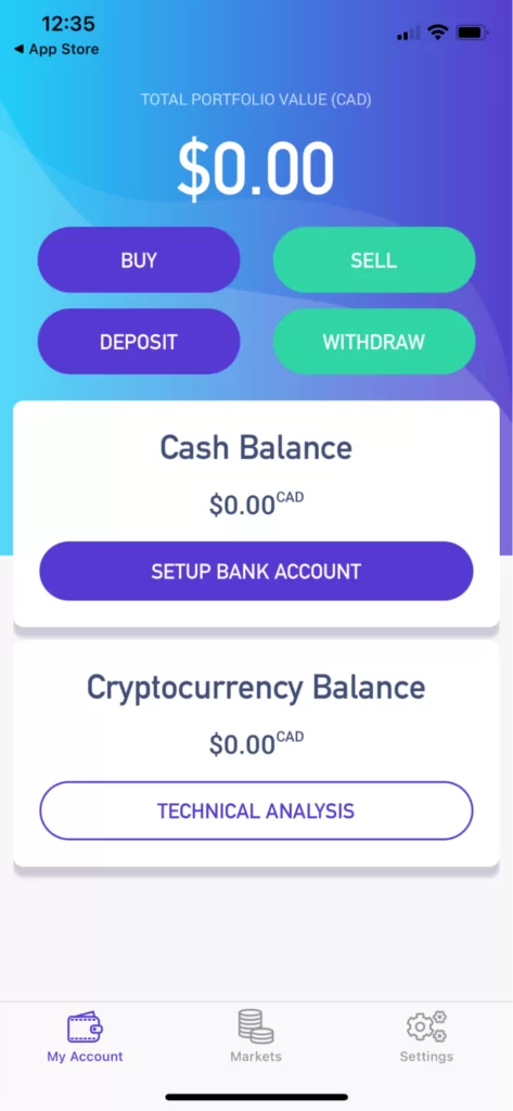 Bitvo cryptoexchange mobile app screenshot