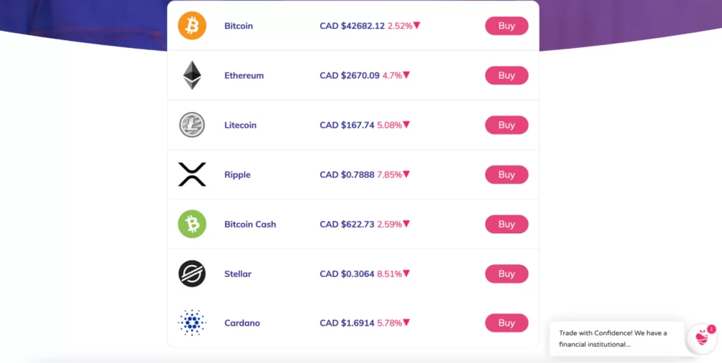 Coinberry desktop interface