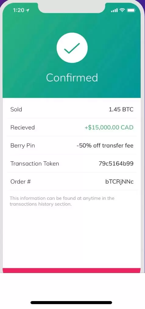 Coinberry mobile interface #2