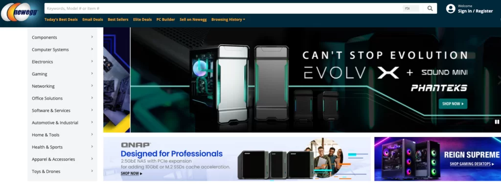 Newegg website screenshot