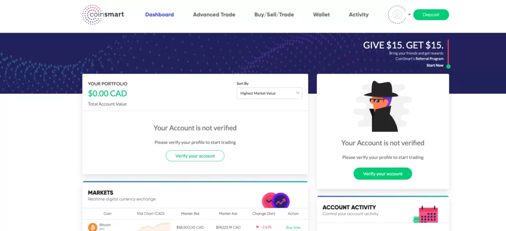 accessing Coinsmart app
