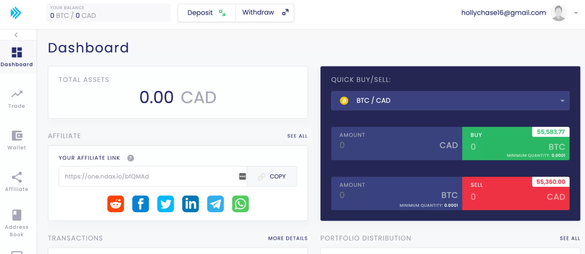 NDAX Desktop interface