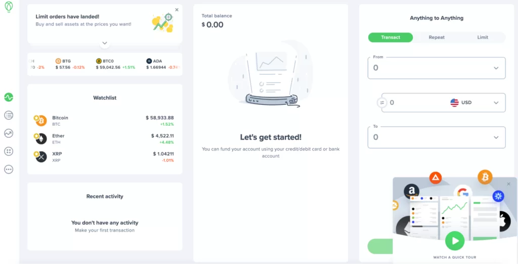 Reviewing Uphold crypto exchange usability on desktop version