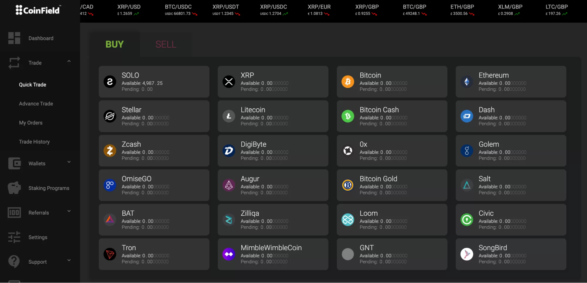 Reviewing CoinField's usability from desktop version