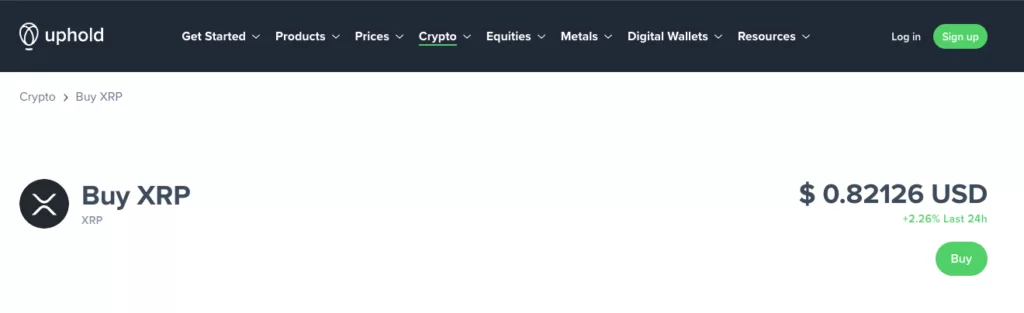 Buying XRP (Ripple) on Uphold crypto exchange