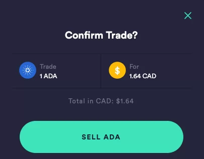 Sell cryptocurrency on Newton step 5