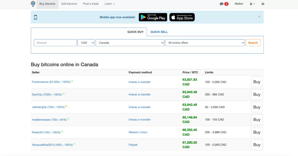 Different fees on LocalBitcoins