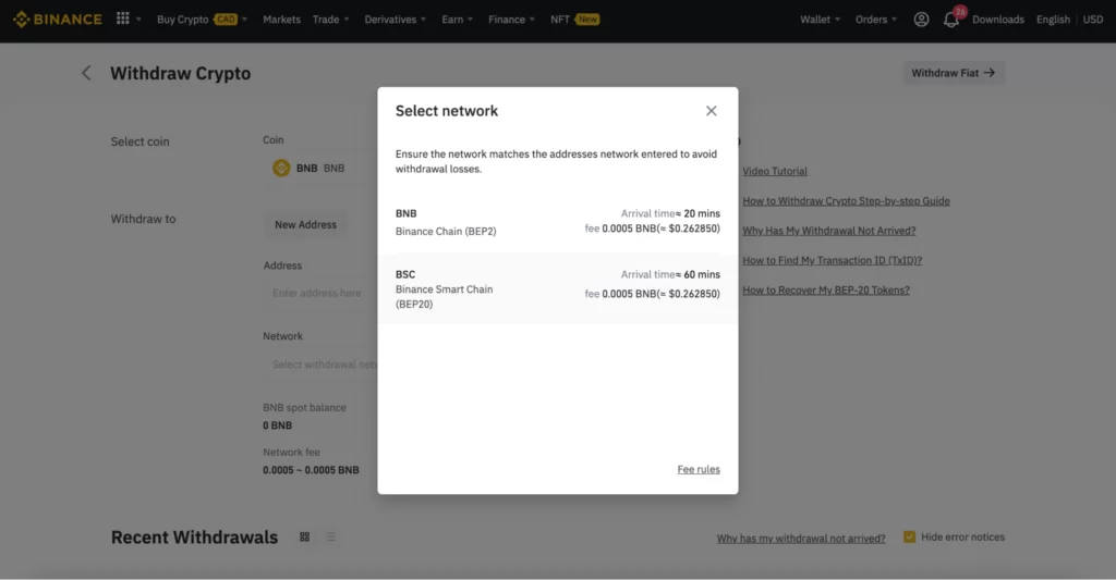 Withdrawing BNB to Metamask  wallet in order to buy SafeMoon