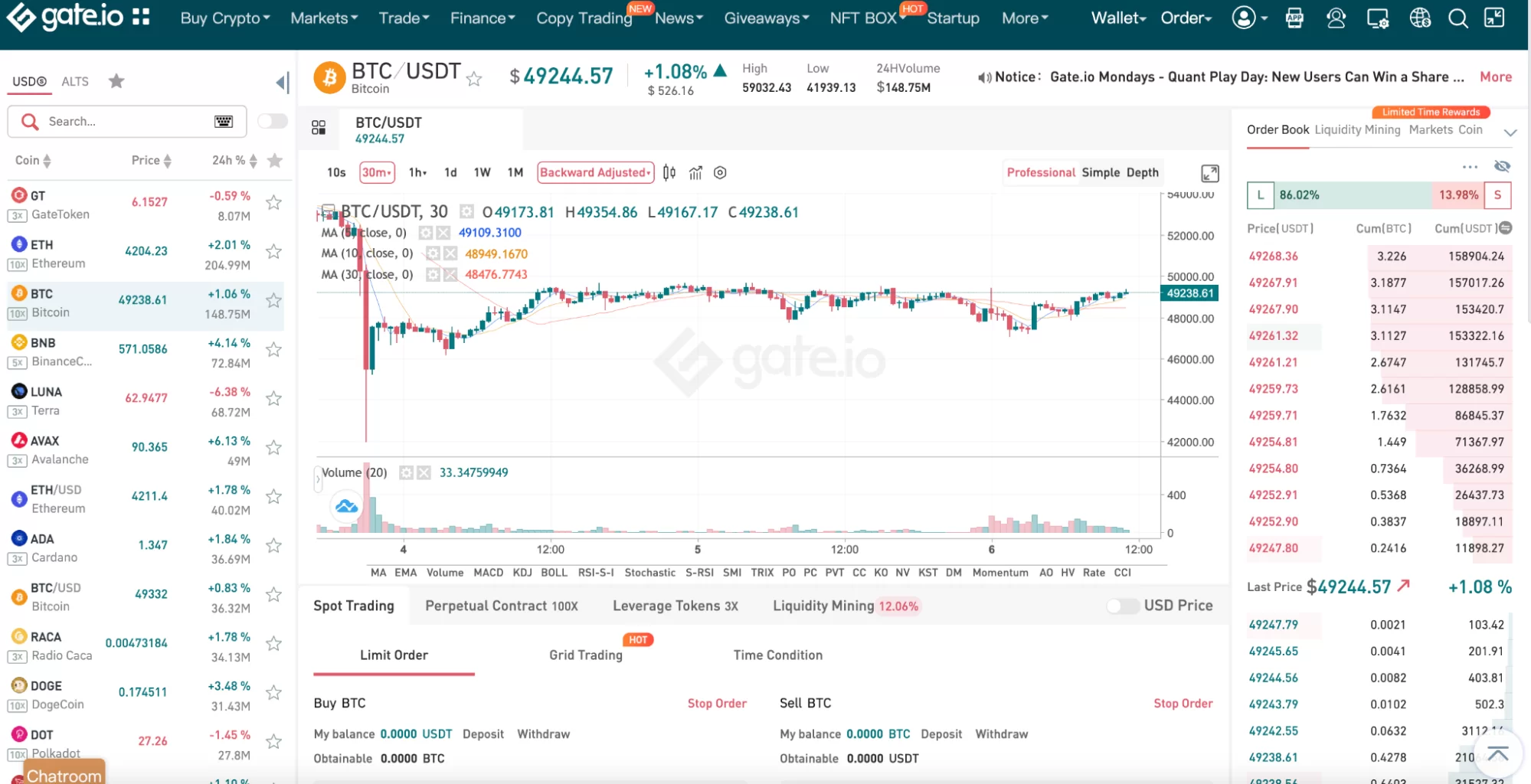 Gate.io desktop app interface