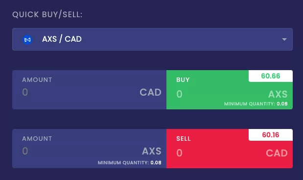 Buying Axie Infinity AXS on NDAX