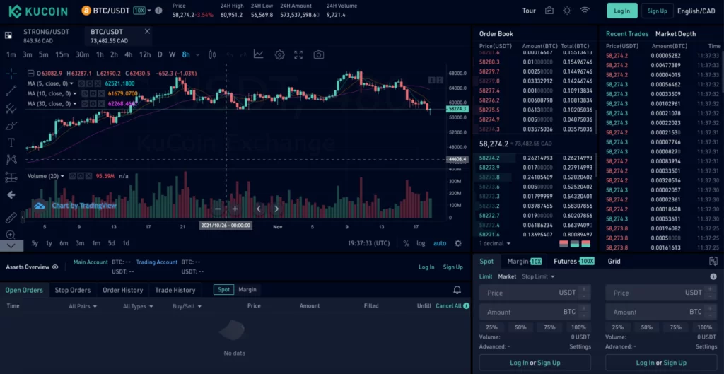 KuCoin app advanced charts
