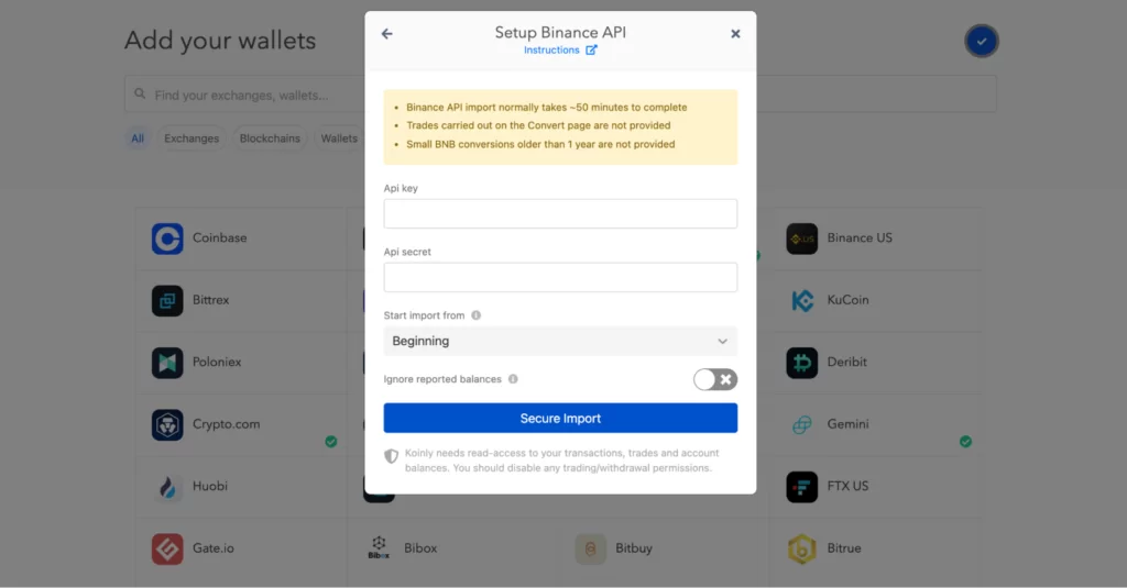Adding Binance to report crypto taxes in Canada