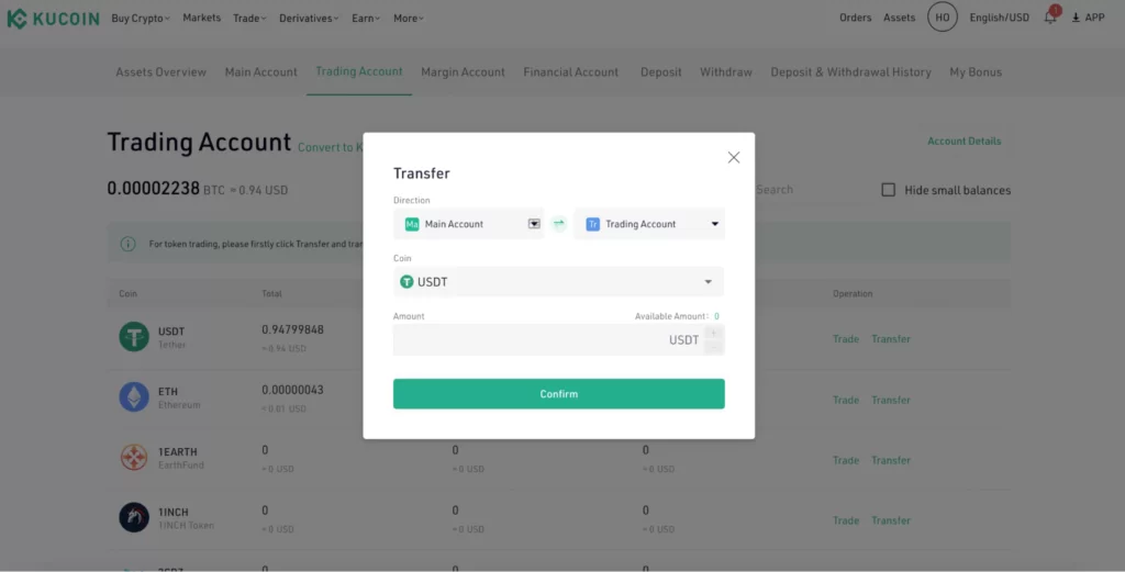 Buying USDT with KuCoin Canada