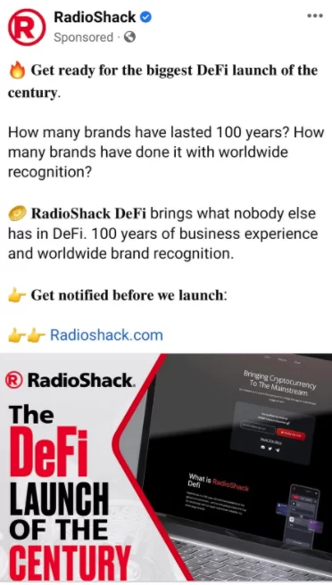 DeFi crypto scam on Facebook