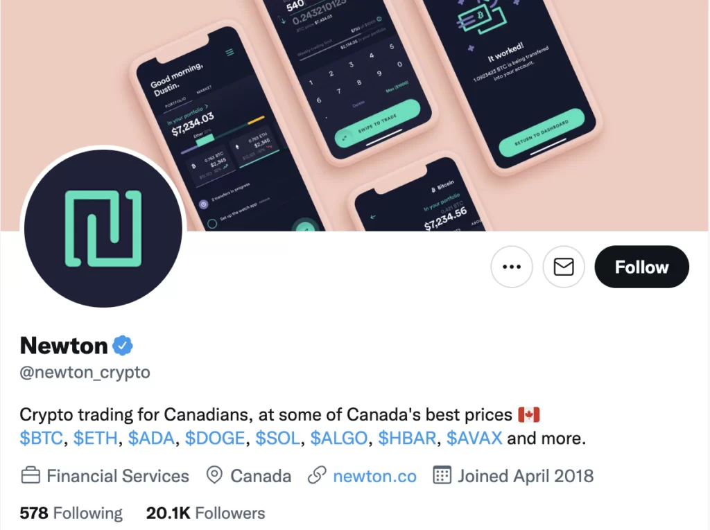 Newton real account on Twitter