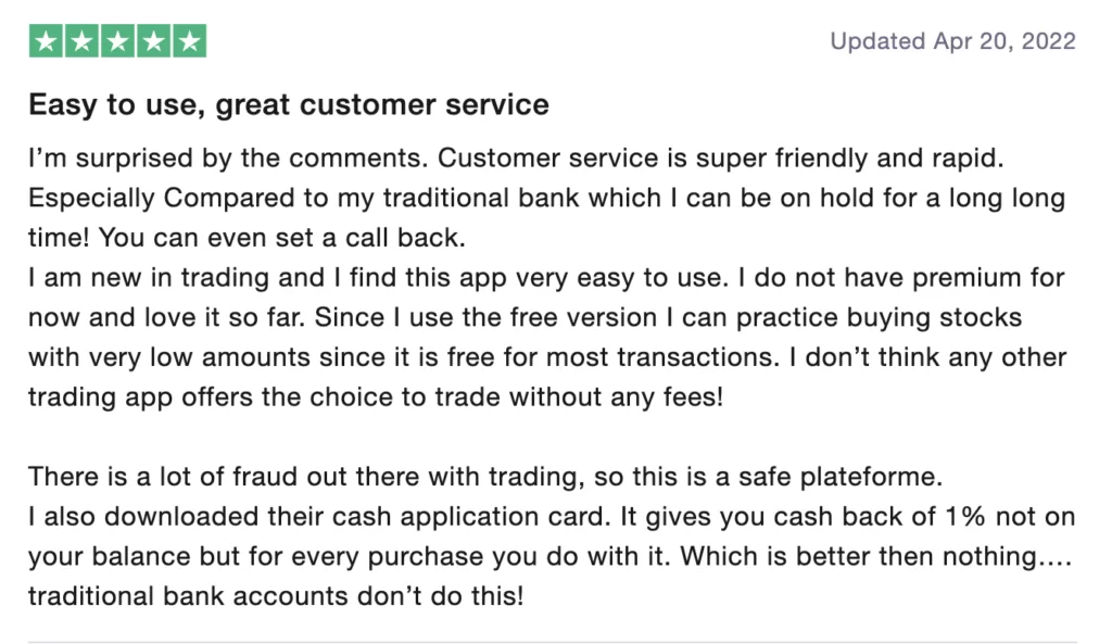 Positive review for Wealthsimple Crypto on Trustpilot