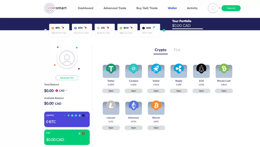 Selecting a financial institution for depositing with Coinsmart 