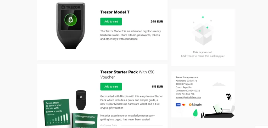 Price for Trezor Model T
