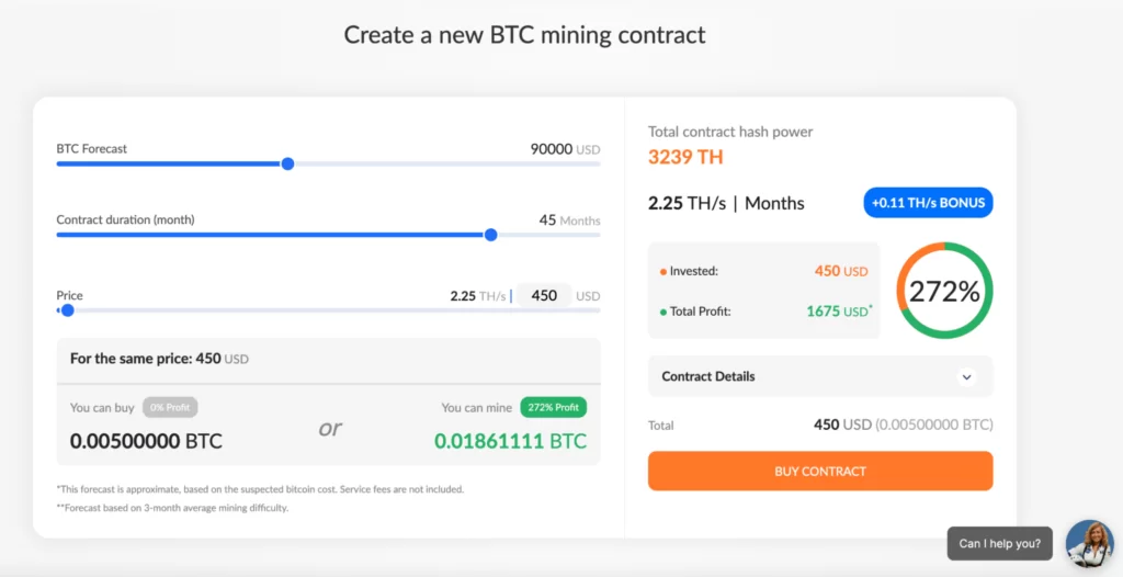 Creating mining contract with ECOS