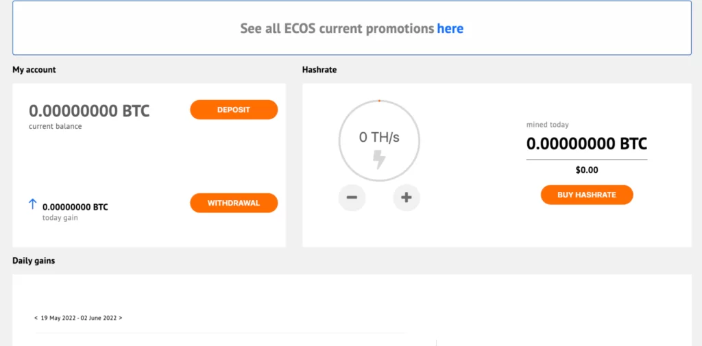 Desktop version of ECOS platform