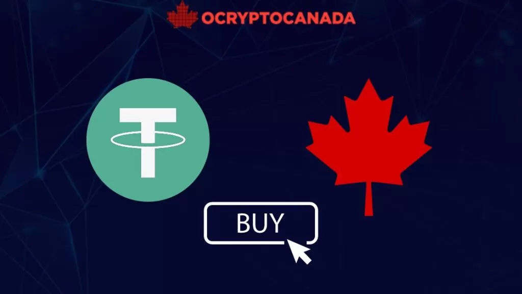 How to buy Tether USDT In Canada featured image with Tether logo and Canadian flag