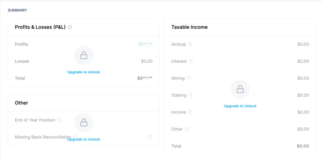 My tax report from CoinLedger