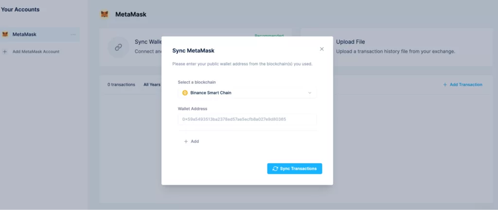 Importing our crypto transaction from Metamask to Coinledger