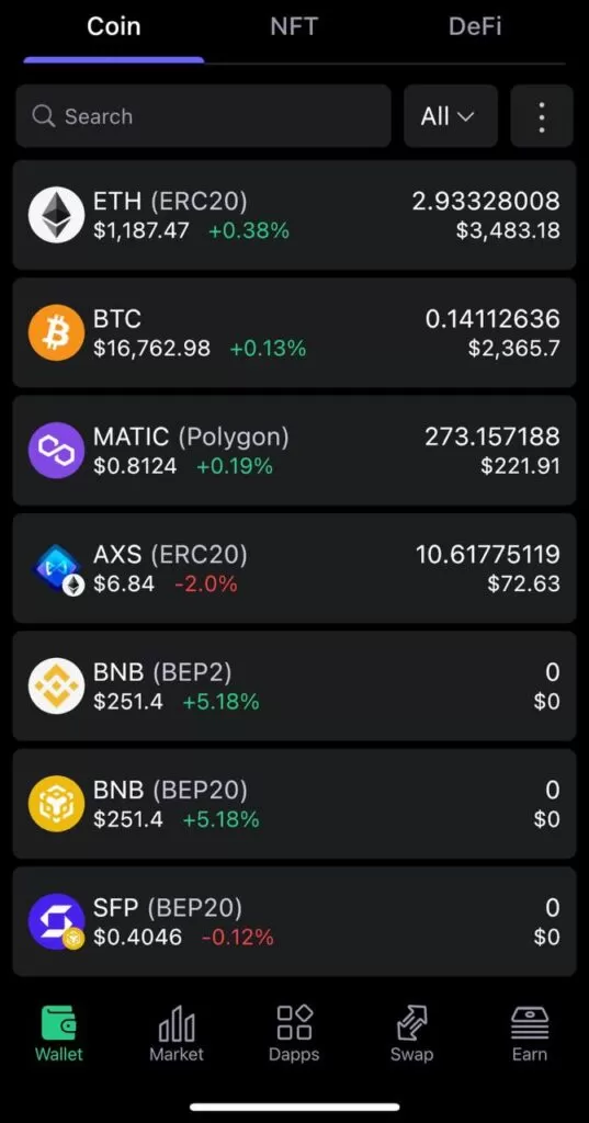 Coins available in Safepal Wallet