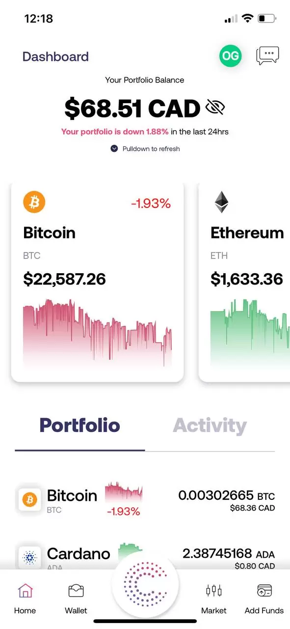 Coinsmart app mobile view