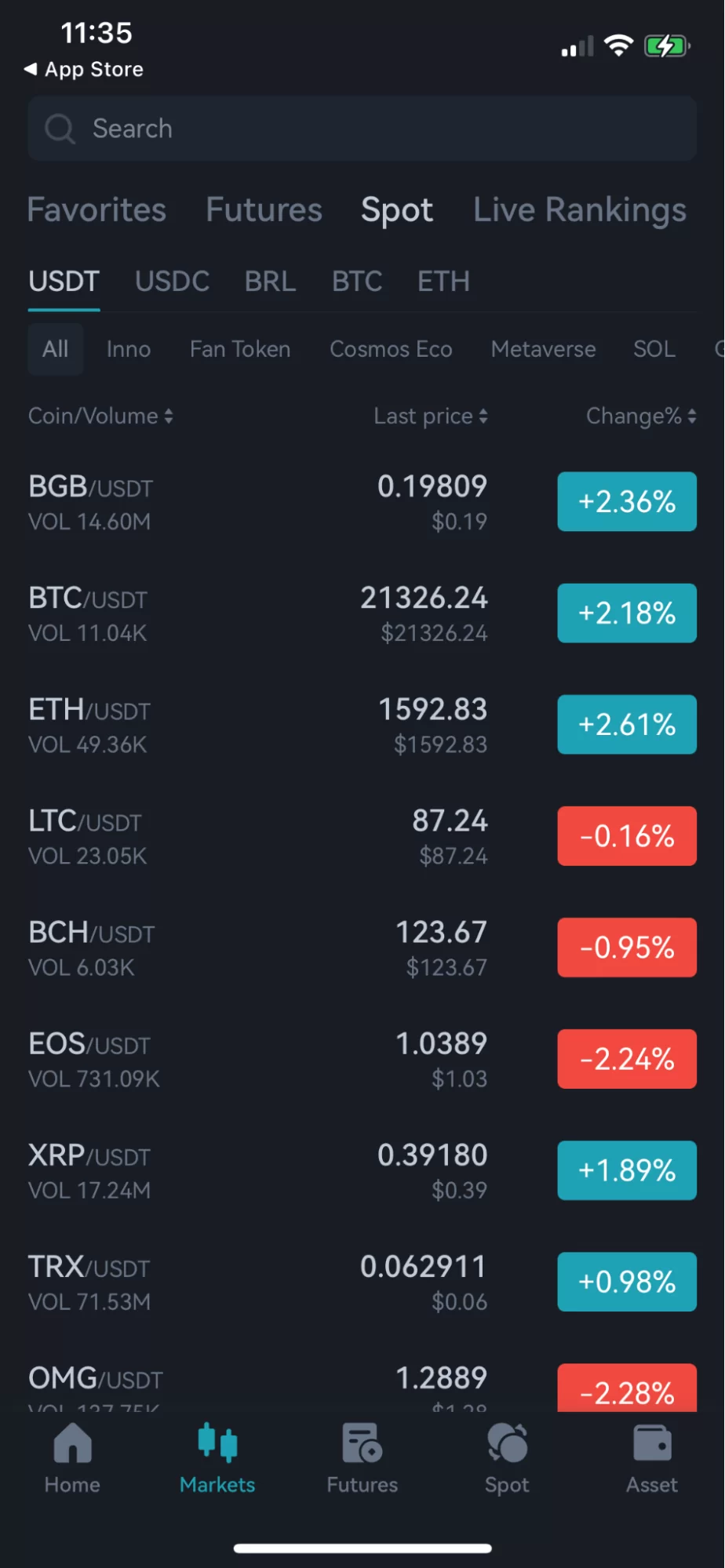 Bitget mobile app screenshot