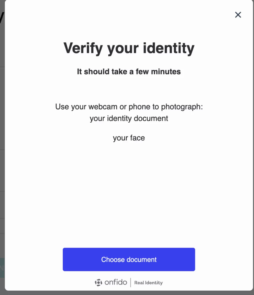 Final step of identity verification with Bitget