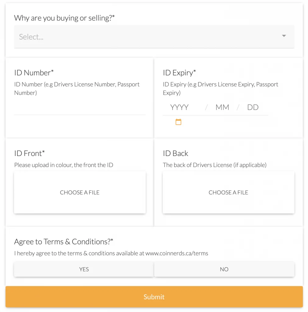 Extra field to fill in while signing up with CoinNerds