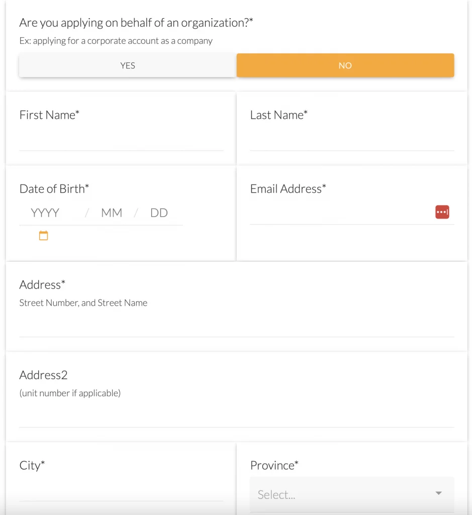 Registration process with CoinNerds