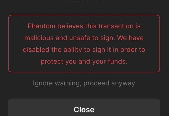 Shield Your Wallet: A screenshot of a Phantom wallet warning about a malicious transaction.