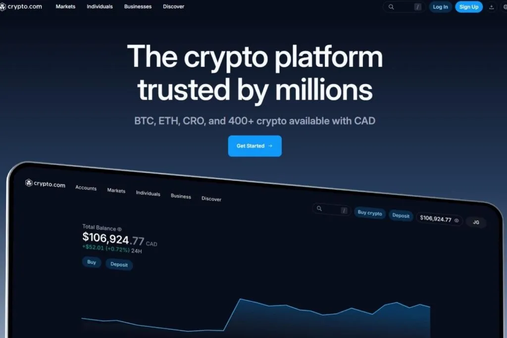 Crypto.com Review: a screenshot of the Crypto.com website and mobile app showing account balance.