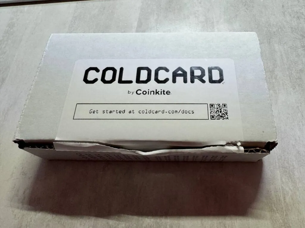 Coldcard crypto wallet packaging