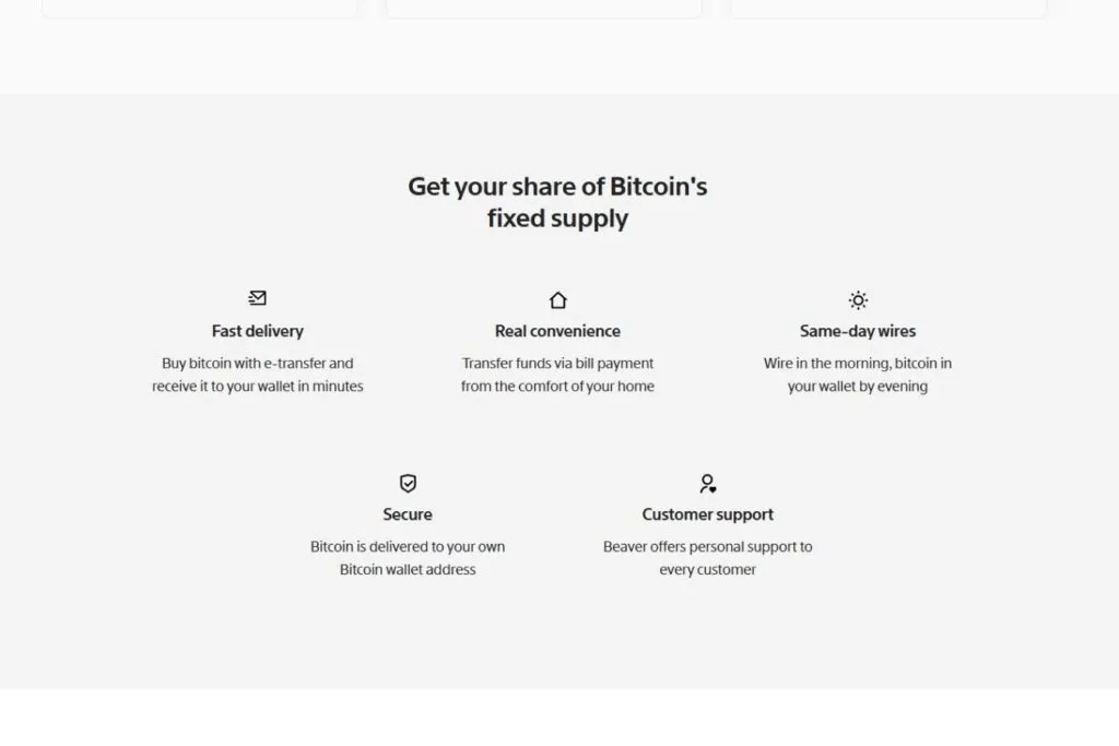 Beaver Bitcoin review of features: fast delivery, real convenience, same-day wires, secure, and customer support.
