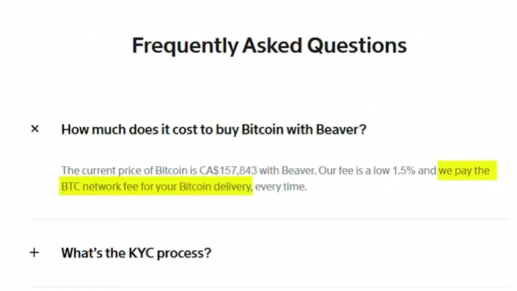 fees Beaver Bitcoin