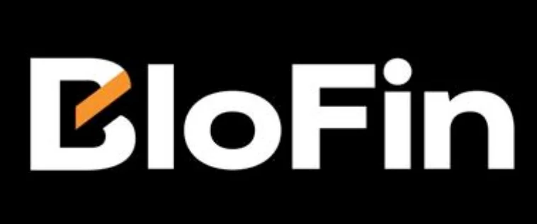 BloFin logo, a white wordmark with an orange accent on the letter B, on a black background.