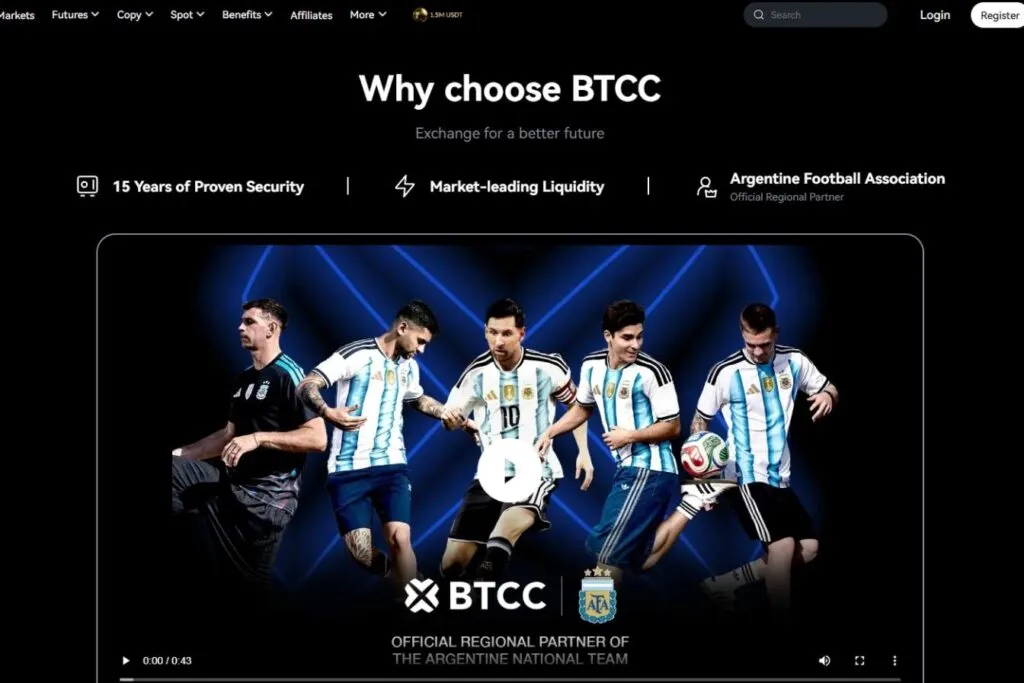 BTCC Review for Canadians: BTCC website showing a video of Argentine football players.