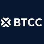 BTCC logo, a crypto exchange in Canada, with a white stylized X and text on a dark blue background.