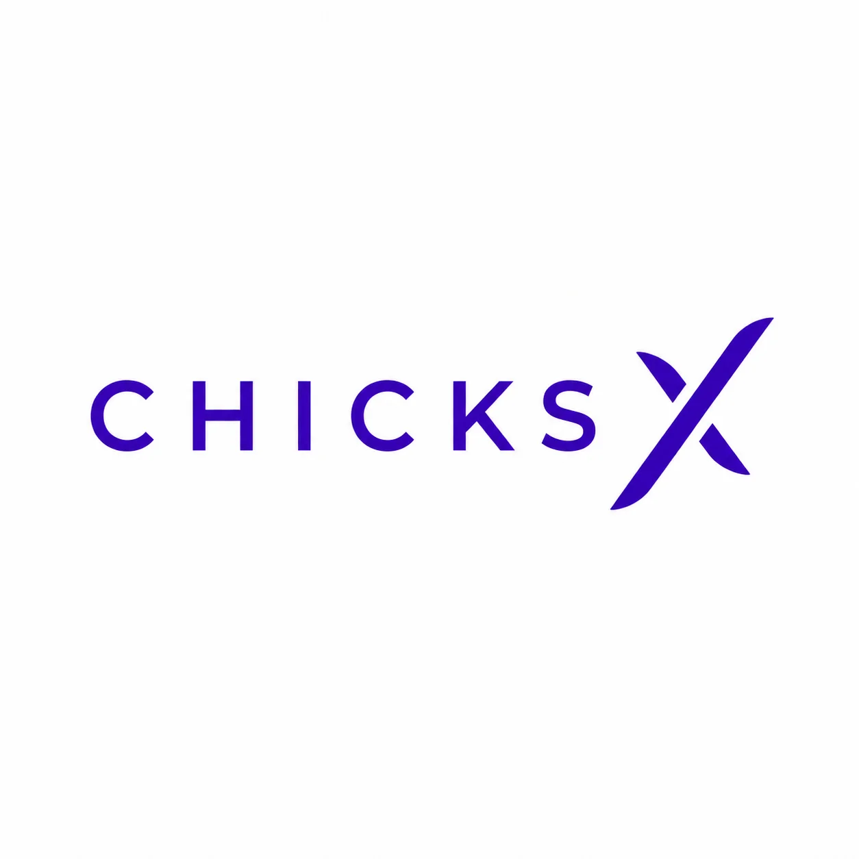 ChicksX logo, featuring the brand name in purple text with a stylized X.